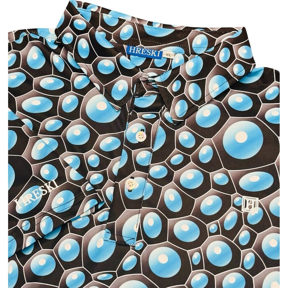 Hreski Golf Polo Shirt Mens Size XL Multicolor Short Sleeve Poly/Spandex Preppy
